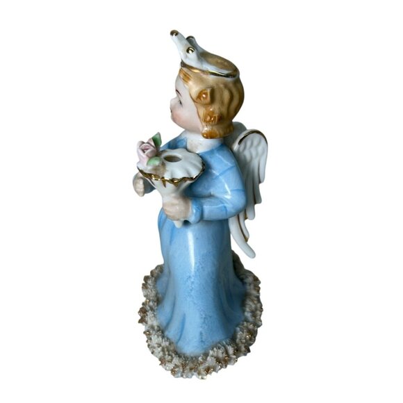 Vintage Ardalt  Angel Candleholder Japan Spaghetti Lace Blue - Picture 4 of 6